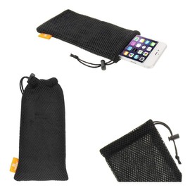 DFV mobile - Nylon Mesh Pouch Bag with Chain and Loop Closure für Vivo Y53s 5G (2021) - Black