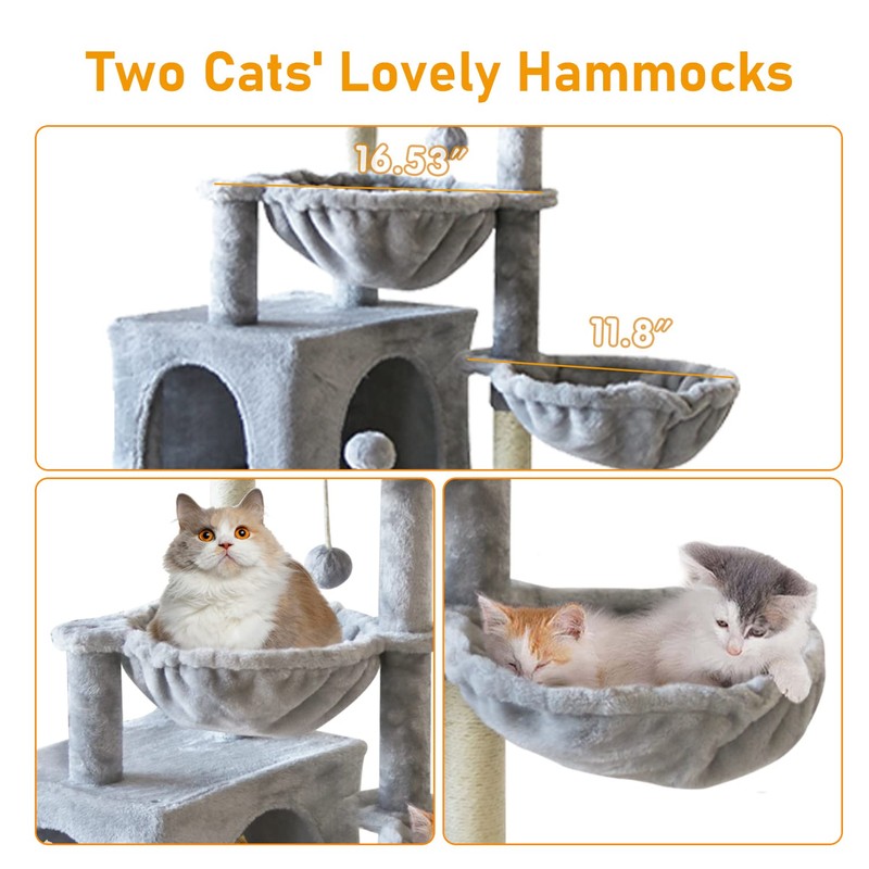 KIYUMI Cat Tree Cat Tower Condo with Sisal Scratching Post