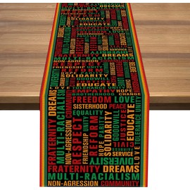 Nepnuser Juneteenth Table Runner 90 Inches Long Afro African American Pride Party Decoration Classroom Dining Room Kitchen Home Decor