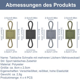 Aiyraa Pack of 16 Elastic Webbing, Molle System Backpack Vest Accessories, Outdoor Molle Bag Buckle, Tactical Vest Webbing with Buckles, for Tactical Backpack