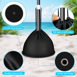Lettry Portable Beach Umbrella Anchor, Drawstring 600D Oxford Cloth Weights Sand Bags, Includes The Umbrella Hook, for Outdoor Patio Garden (1, Black)