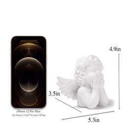 BRABUD Resin White Angle Statue Praying Cherub Statue Indoor Outdoor Home Garden Wings Angel Decoration Figurine Collection 4.9'' TQGJBS70