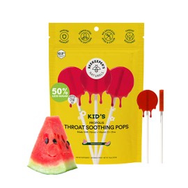 Kids Throat Soothing Watermelon Lollipops, by Beekeeper's Naturals - Doctor Formulated Immune Support, under 2g Sugar, Vitamin D & Honey, 15 ct