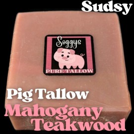 Bar Soap, Lard, Mahogany Teakwood, Sudsy, Handcrafted, All Natural, 5-6 oz