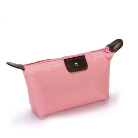 WALWAL Waterproof Makeup Bag for Travel & Daily Use, Foldable Dumpling Shaped Zipper Cosmetic Organizer for Women(Pink)