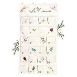 Mouji® Premium Fabric Advent Calendar 2024 to Fill Yourself, Christmas Calendar for Children, Advent Calendar for Christmas, Gift Children, Beige Joy Fabric Bag