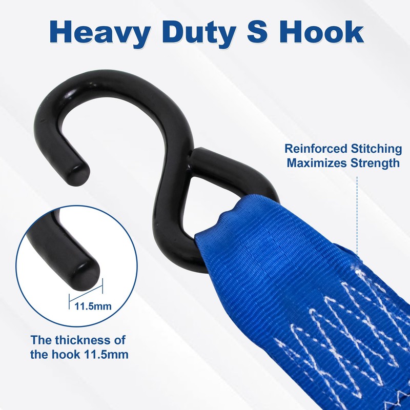 Leyso 2 Inch x 6 Ft Retractable Ratchet Straps, Auto