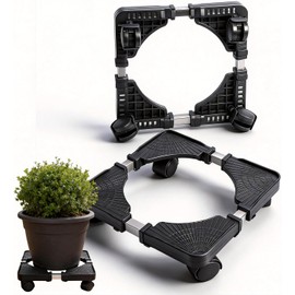 Yosoo Health Gear Soporte Ajustable para Plantas con Ruedas, Base Rodante Resistente para Macetas de Interior y Exterior (BLACK)