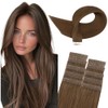 TESS Tape Hair Extensions Brown,Double Stitched Seamless Tapes In Hair