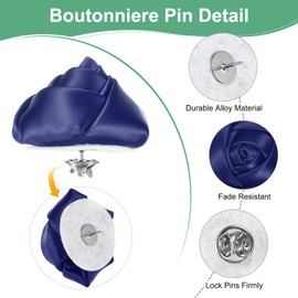 M METERXITY 8-Pack Lapel Pin for Men, 1.97" Handmade Flower Brooch Button Pins for Men Suits, Formal Boutonnieres for Gentleman/Wedding/Groom/Tuxedo/Corsage/Accessories [Navy Blue]