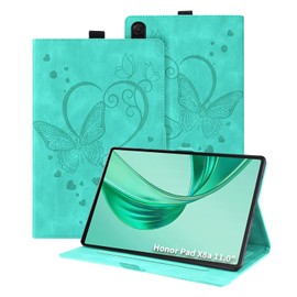 Auslbin Case for Honor Pad X8a 11, Butterfly Embossed Leather with Stand Function, Flip Tablet Cover suitable for Honor Pad X8a, Green