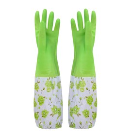 Guantes de Latex con Mangas Largas, Guantes Limpieza para Lavar Platos, Guantes de Trabajo Reutilizables, Guantes Cocina para Limpieza, Horno, Lavado, Trabajo (Verde Lima 1 Par, 1)
