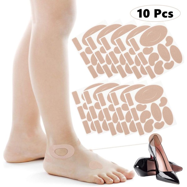 Moleskin Tape - Heel Stickers Blister Prevention Pads, First Aid Cushion for Feet Fabric Padding,11 Shapes (110 Pieces)