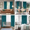 Hiasan Teal Velvet Curtains 90 inch Blackout Rod Pocket Thermal