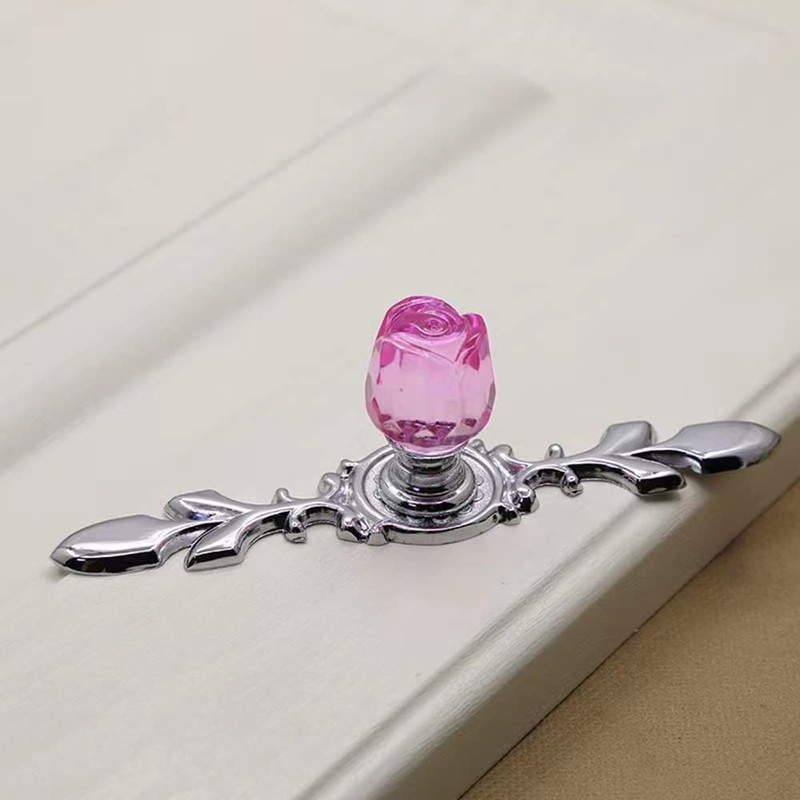 Wannianmu 4 Pack Drawer Dresser Knobs Pull Handles,Rose Flower Clear