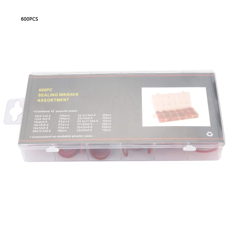 Insulating Spacers, Paper Seals, 600 Pieces, 12 Sizes, Red Steel