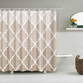 BOYOUTH Lantern Geometries Pattern Digital Print Beige Shower Curtains for Bathroom Decor,Polyester Waterproof Fabric Bath Curtain with 12 Hooks,70x70 Inches,Multicolor