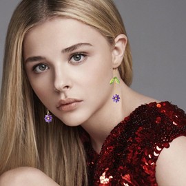 Peasimy Long Daisy Flower Leaf Dangle Earring Summer Fairy Flower Tassel Dangling Earrings Jewelry (Violet)