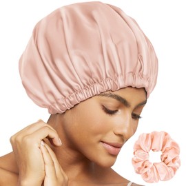 Satin Bonnet Silk Bonnet for Sleeping Women Double Layer Hair Bonnet Wrap Sleep Cap Gifts for Women Curly Hair Champagne