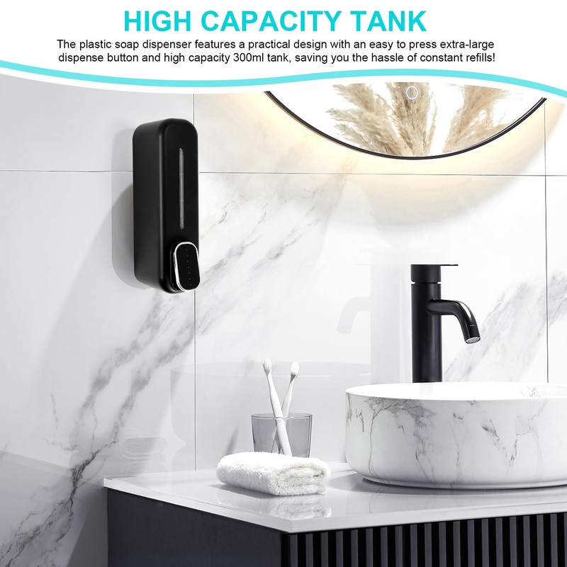 Pvczool Soap Dispenser Wall Mount, 350Ml Hand Liquid Shampoo Shower