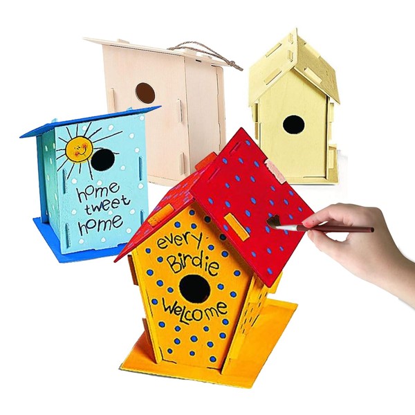 Fun Express Birdhouse Kits for Kids - Unleash Creativity with Safe, Non-Toxic, and Engaging DIY Set - 12 Houses for Hours of Fun - Engaging, Educational, Durable and Weather-Resistant