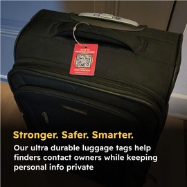 Smart Luggage Tags | Privacy QR Code Luggage Tag Keeps Personal info Private | Customizable Travel Suitcase Tags for Women Men | Use with GPS Bag Locator Tracking, Air Tag for Android or iOS