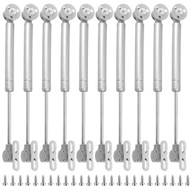 HAKZEON 10 Pack Hydraulic Support Cabinet Hinge, 100N / 22.5LB Gas Strut for Cabinets with 50 Mounting Screws Door Lift Support Gas Spring Kitchen Cupboard Cabinet Hinges, Silver