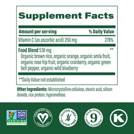 MegaFood Complex C - Vegan Vitamin C Immune Support Supplement, Vitamin C Supplement Made with Real Food Including Orange, Cranberry & Brown Rice, Gluten-Free - 30 Tablets, 30 Servings