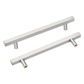 NIZADO 1 Pack Stainless Steel Cabinet Handles,6 3/10 Inch Satin Nickel Finish Drawer Pulls,Square T Bar Cabinet Pulls, 8 4/5 Inch Overall Length