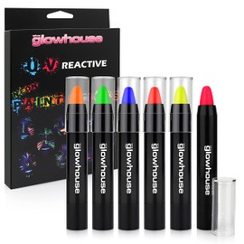 The Glowhouse UV Neon Face Paint and Body Paint Stick (Pack of 6) Fluorescent Brightest Glow under UV!