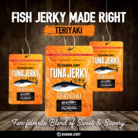 Kaimana Wild-Caught Ahi Tuna Jerky - Teriyaki | Rich in Omega-3s & High in Protein | All-Natural & Organic Fish Jerky (3 pack, 2 oz)