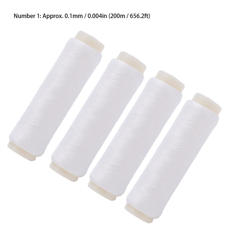 4pcs 100/200m Invisible Nylon Fishing Rubber Band Line High Elastic