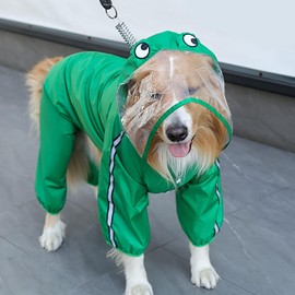 IOICYBF Dog Raincoat with Hood, Waterproof Full-Coverage Reflective Rain Jacket Quick-Drying Rain Poncho and Shoes for Small Medium Large Dogs,Frog,6XL