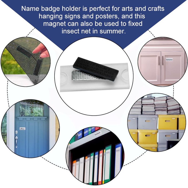 PERFETSELL Pack of 10 Name Badges Magnet Black