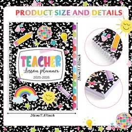 Sinload Teacher Planner 2025-2026 July 2025-June 2026, 11 x 8 inch Teacher Lesson Planner with Stickers Colorful Monthly Tabs Lesson Plan Book for Teachers Home school Classroom Organizer(Black Dots)