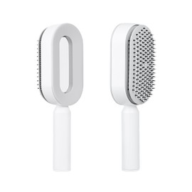 Selbstreinigende Haarbürste mit One-Click Funktion – Anti-Ziep Bürste mit Borsten, Fördert gesundes Haar, Ideal für Damen, Herren & Kinder – Stylische Entwirrbürste in Weiß