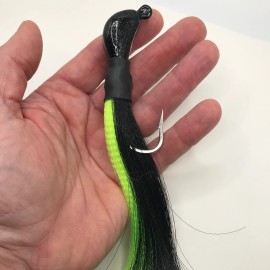 St. Pete 3oz Cape Cod Large Bucktail Striper Jig for Wireline Jigging & Trolling - Chartreuse and Black