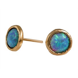 14k Gold Filled 6mm Blue Opal Stud Earrings
