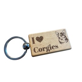 Ashton and Finch I Love Corgis Keyring – Wooden Dog Key Ring – Perfect for Corgi Lovers