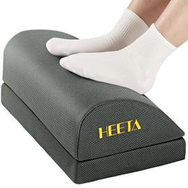 HEETA Desk Foot Rest, Ergonomic Foot Rest Under Desk Adjustable 2 Optional Height Footrest Memory Foam Non-Slip Foot Stool for Home, Office & Gaming (Gery)