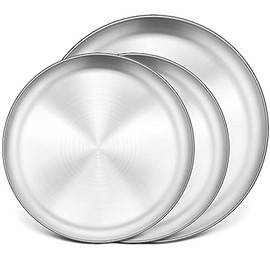 P&P CHEF 3 Pcs Pizza Pans Set, (2x12’’& 13.5’’) Stainless Steel Pizza Pan Tray, Round Pizza Dish Plate For Oven Baking, Non Toxic & Heavy Duty, Brushed Finish & Easy Clean