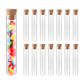 Labvida Glass Test Tubes for Plants 20pcs, 25x150mm vol. 50ml (1.69oz) Test Tube Shot Glasses with Cork Stoppers, LVH009