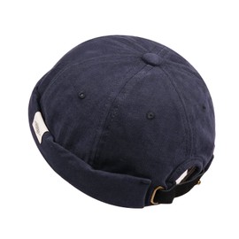 Croogo Roll Cap, Men's, Women's, No Brim, Fisherman Cap, Cotton, Watch, Round, Plain, Spring/Summer, Casual, Fashion Hat, G-CT84-Navy Blue, 55.0-60.0 cm