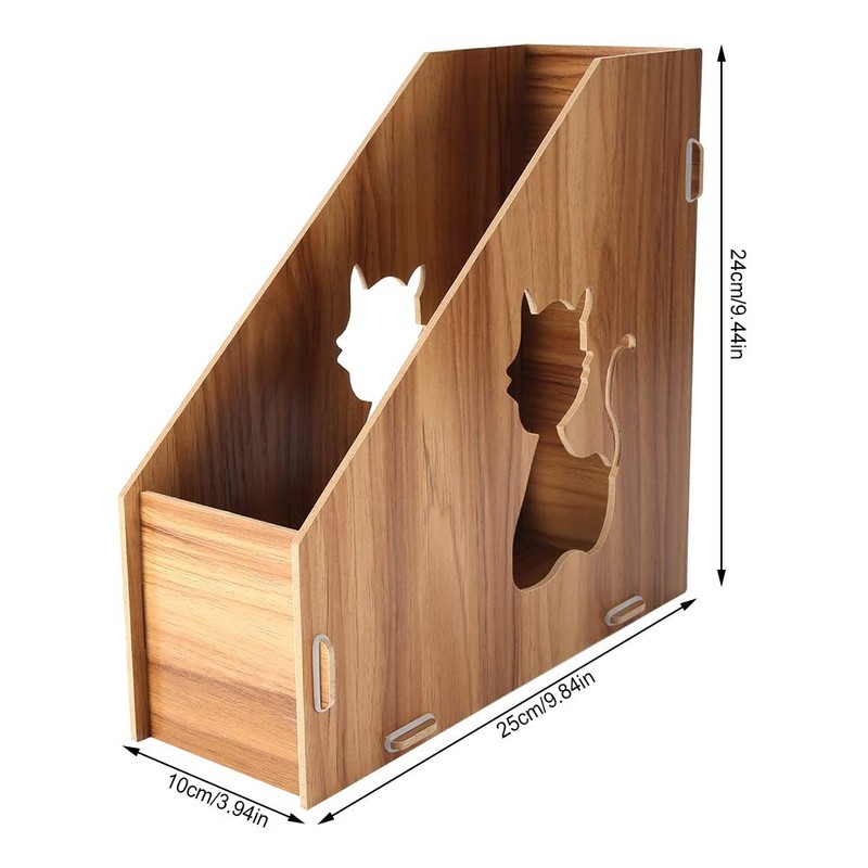 Tyenaza Desktop File Magazine Folder Holder, Wooden Hollow Cat Desktop
