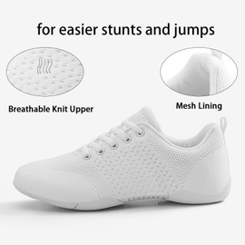 Kuikeiu Girls Black Cheer Shoes White Cheerleading Shoes for Girls Breathable Youth Cheeerleading Dancing Shoes Competition Training Sneakers Size Women 8 White 40