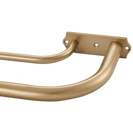 Antique Gold Double Curtain Rods, Double Curtain Rods 28-48 Inch, Wrap Around Double Window Rods Room Darkening Curtain Rods, Adjustable 1-Inch Diameter Front and 5/8 Inch Back Double Drapery Rod