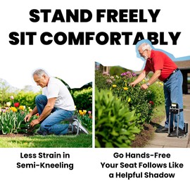 Terapaton Garden Kneeler Seat, Adjustable Height & Angle, Gardening Stool with Thick Kneeling Pad & Seat Cushion, Ergonomic Joint Protection for Gardeners (Black)