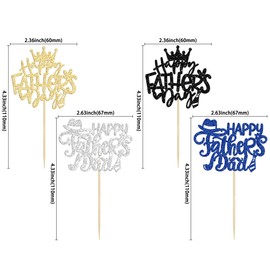 24 piezas de adornos para magdalenas con purpurina multicolor para el Día del Padre y el Día del Padre Felices para decoración de pasteles de cumpleaños