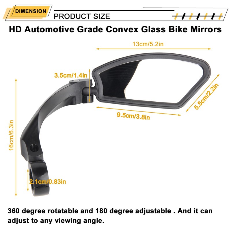 FUDOVA 2 Pack New Handlebar Bike Mirrors, HD,Blast-Resistant, Sturdy Stainless