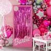 BEISHIDA 4 Pcs Hot Pink Rosered Door Streamers Curtain Party